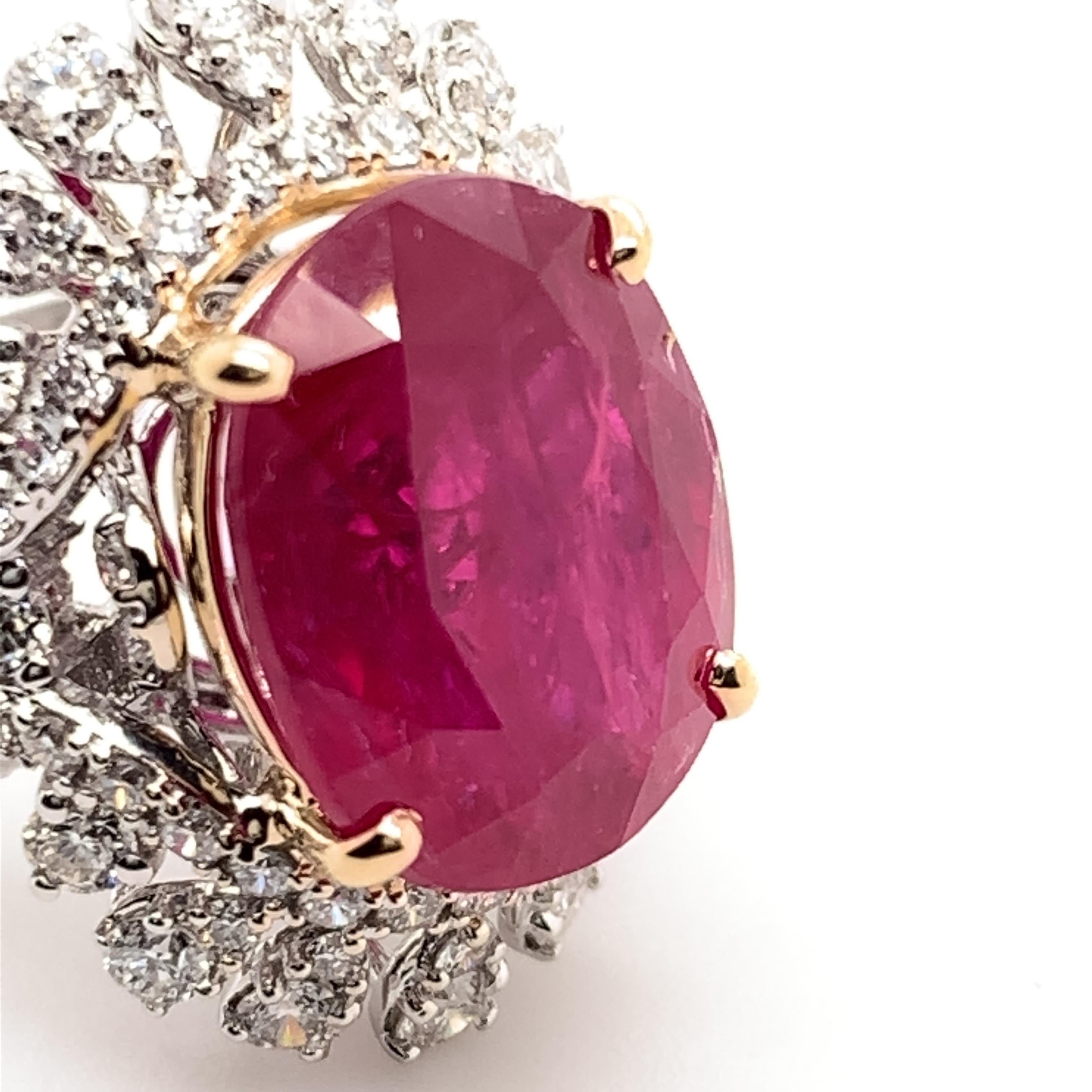 Oval Cut 5.83 Carat Mozambique Ruby Cocktail Ring