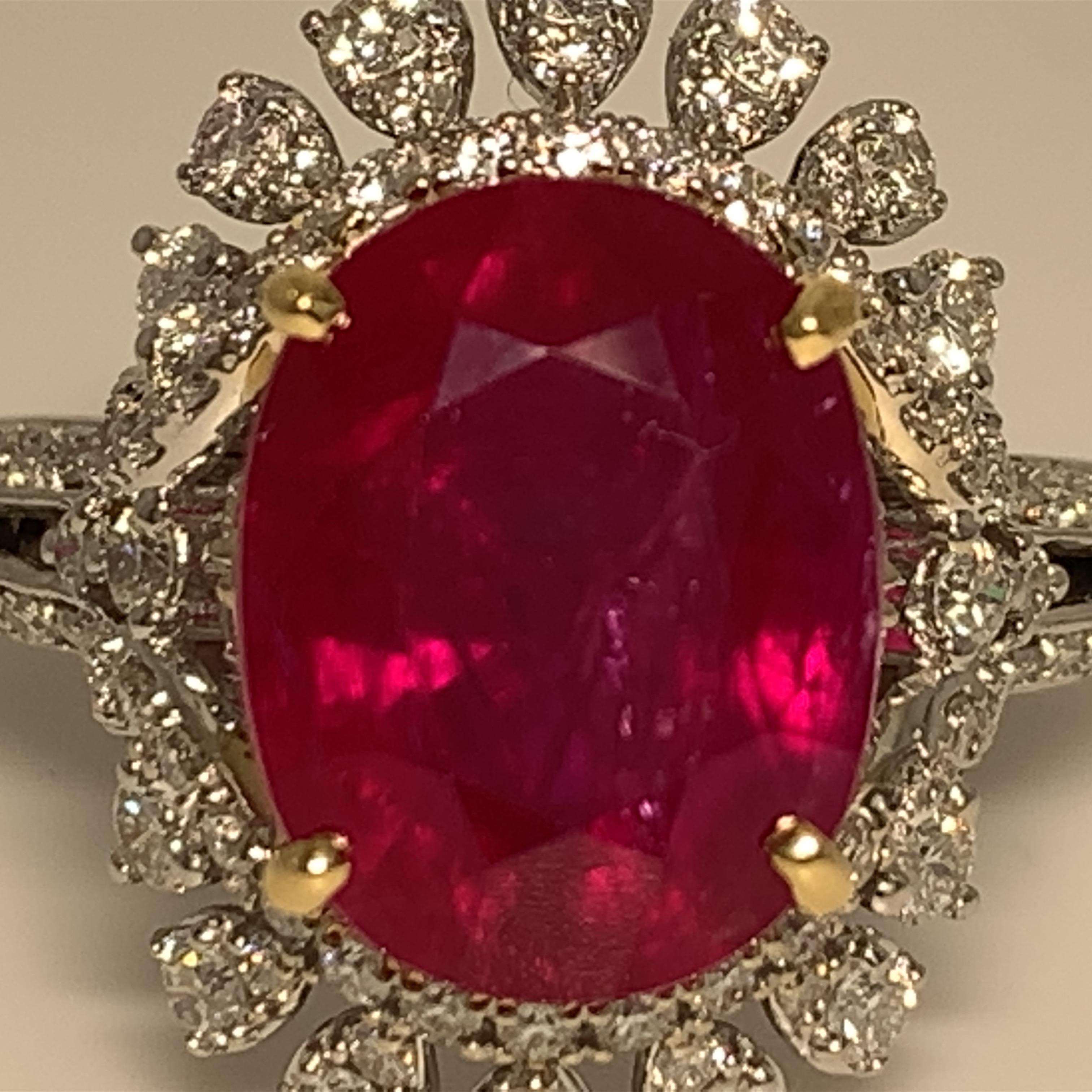 5.83 Carat Mozambique Ruby Cocktail Ring In New Condition In Richmond, BC