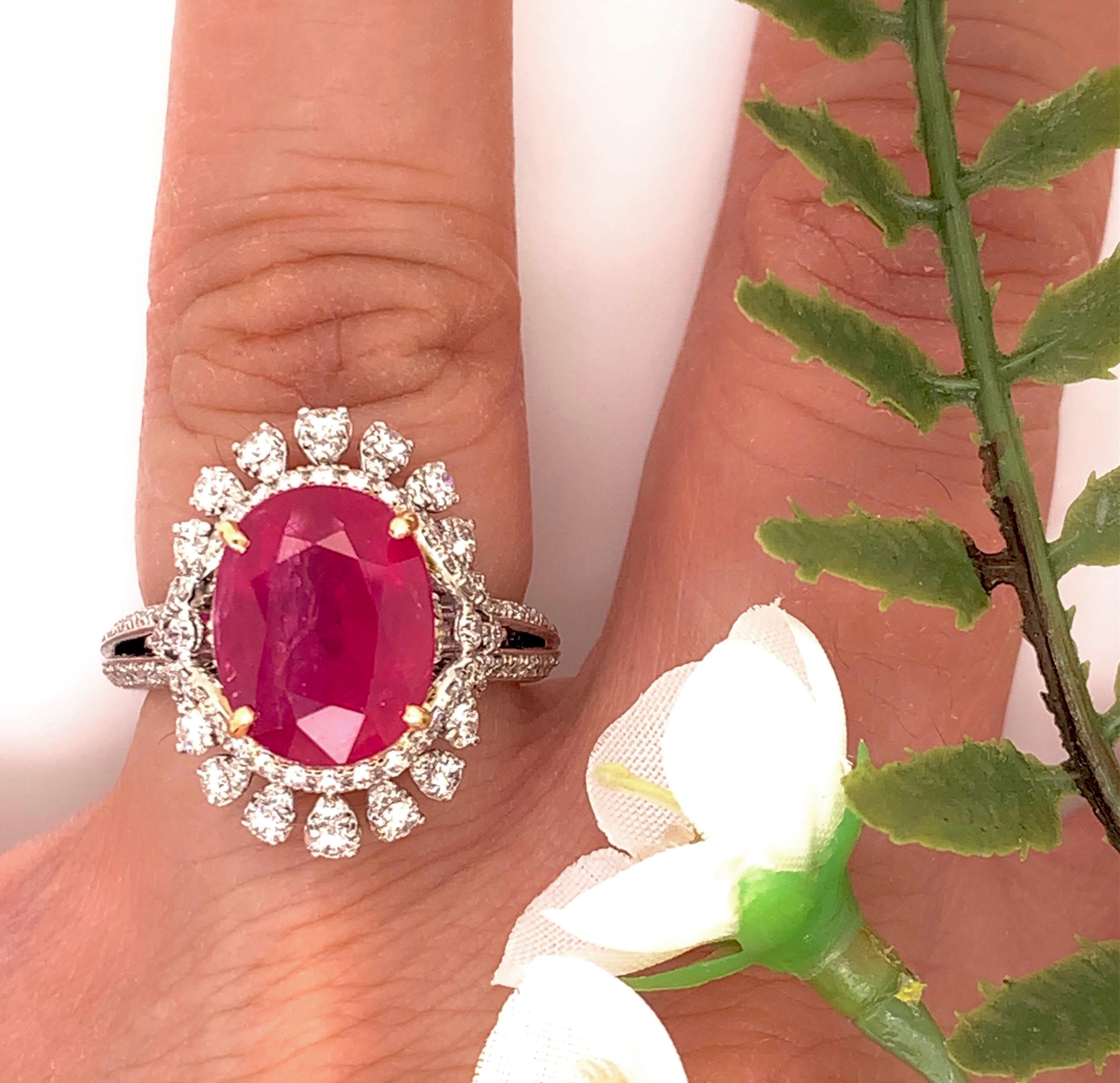 5.83 Carat Mozambique Ruby Cocktail Ring 2