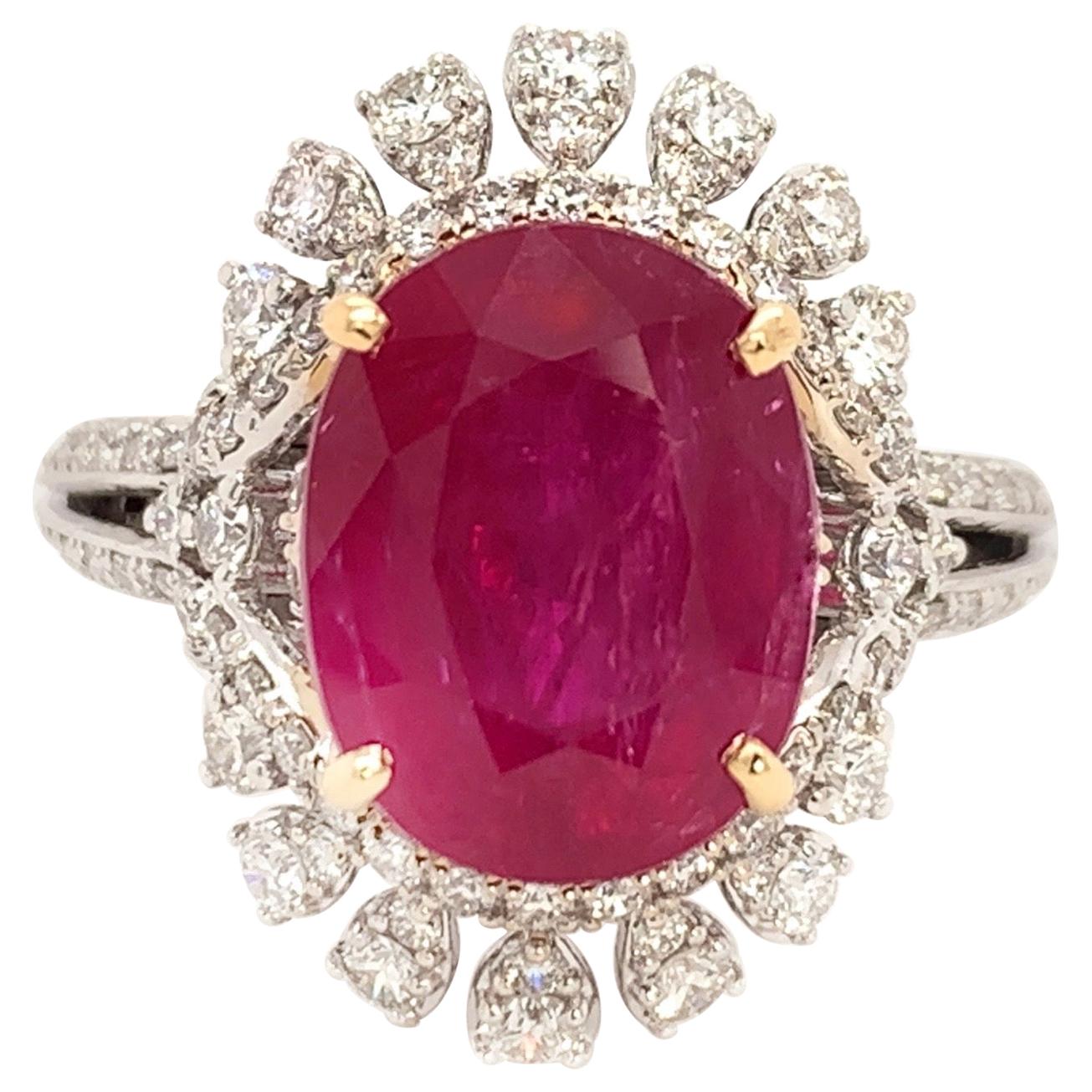 5.83 Carat Mozambique Ruby Cocktail Ring