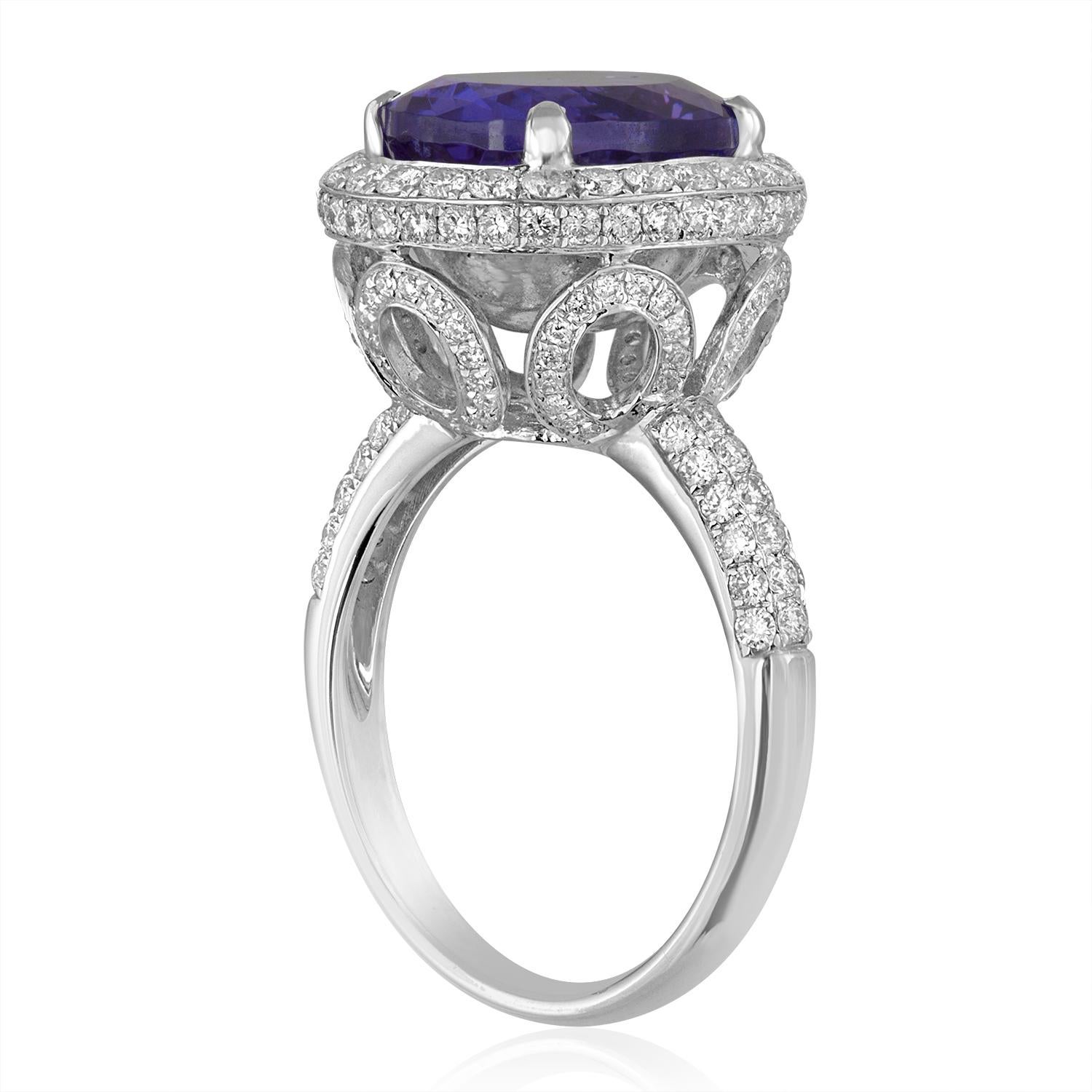 Stunning Tanzanite Ring
The ring is 18K White Gold
There are 1.50 Carats in Diamonds F VS
The center stone is 5.83 Carats Oval Tanzanite
The ring is a size 6.75, sizable.
The ring weighs 7.0 grams.