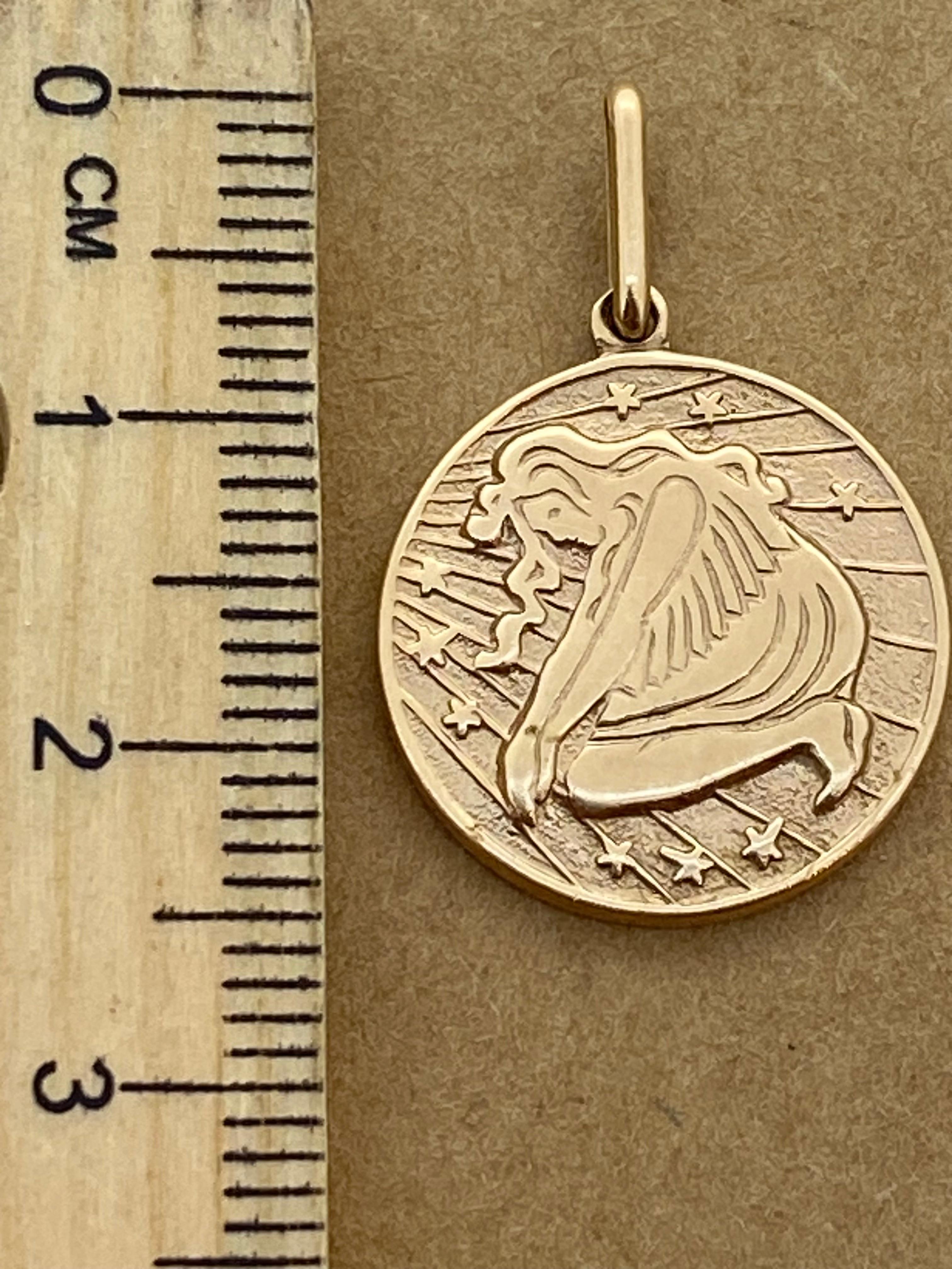 583 Pendentif circulaire Zodiac en or rose (14K), Union soviétique, Odessa, vers les années 1960. en vente 1