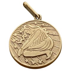 583 Rose Gold (14K) Zodiac Circular Pendant, Soviet Union, Odessa, c1960's.