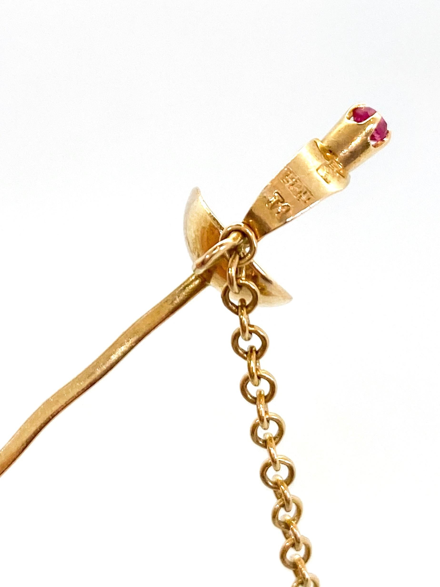 Épingle à bâton en or jaune 583 représentant une épée de l'Union soviétique de Russie en vente 5