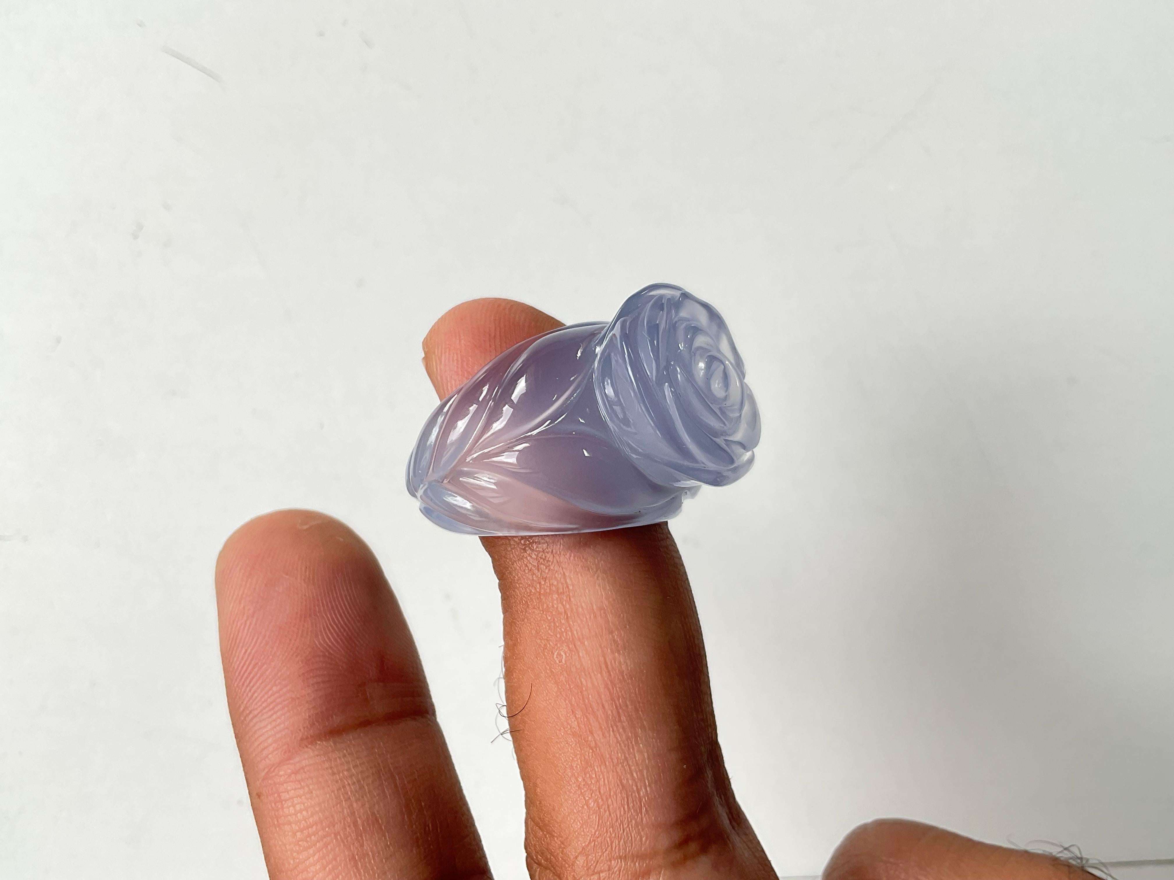 Women's or Men's 58.30 carats Chalcedony Flower Carved Top Quality Ring Natural Gemstone For Sale