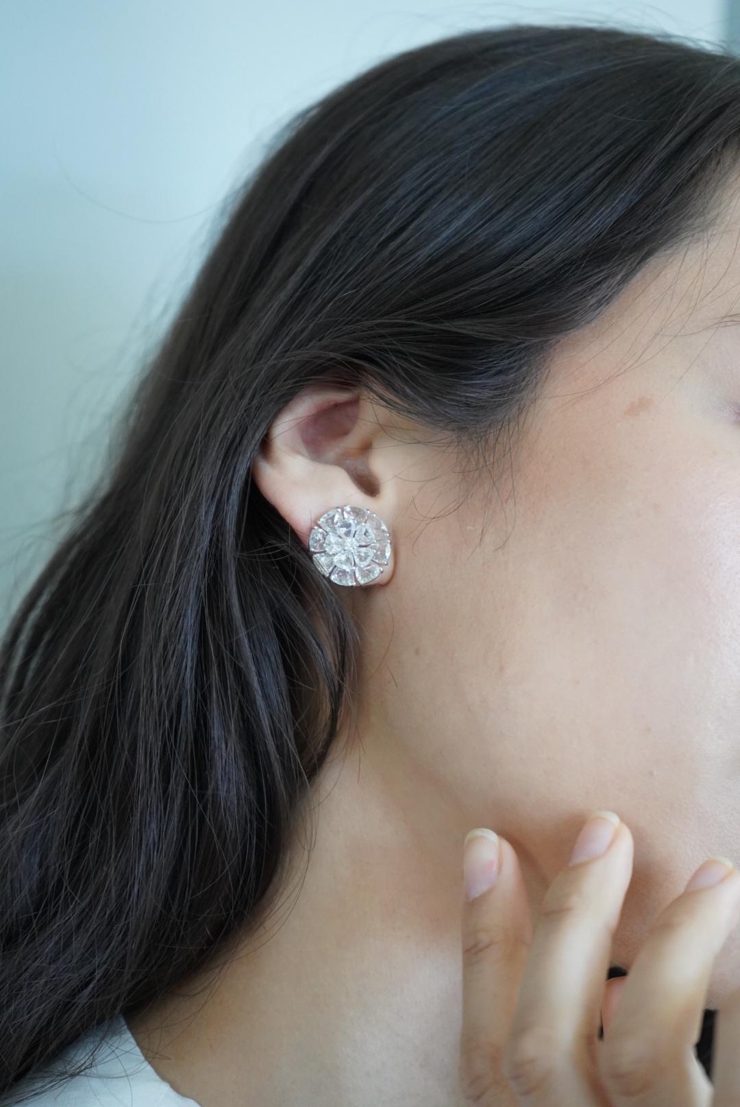 Moderne Boucles d'oreilles en diamant taillé en rose de 5,84 carats en vente