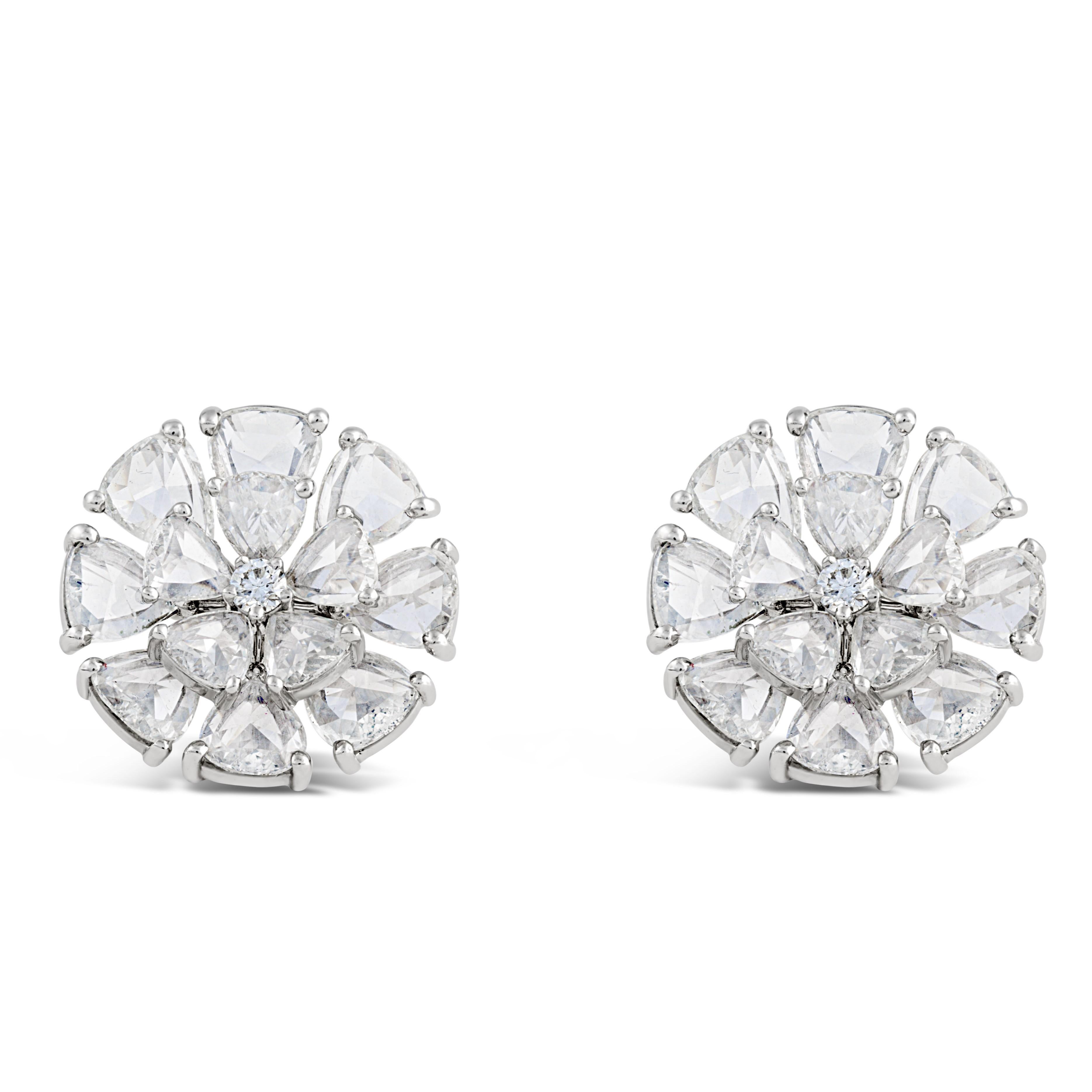 Boucles d'oreilles en diamant taillé en rose de 5,84 carats Unisexe en vente