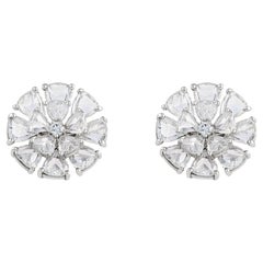 5.84 Carat Rose Cut Diamond Stud Earrings