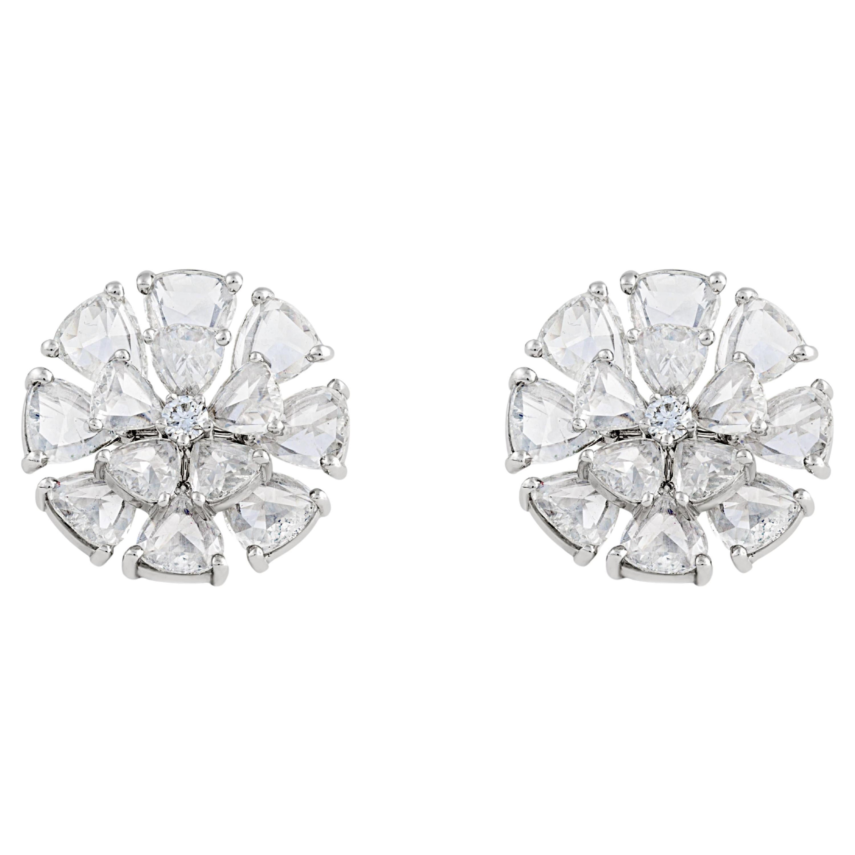 5.84 Carat Rose Cut Diamond Stud Earrings