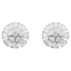 5.84 Carat Rose Cut Diamond Stud Earrings