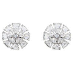 5.84 Carat Rosecut Natural Diamond Stud Earrings in 18K Gold