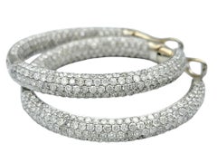 5.84 Carat Total Pavé Set Diamond Inside-Out Hoop Earrings 18 Karat White Gold