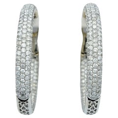 5.84 Carat Total Pavé Set Diamond Inside-Out Hoop Earrings 18 Karat White Gold