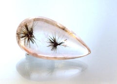 58.40ct Clear Quartz with Two Actinolite Stars - Rare