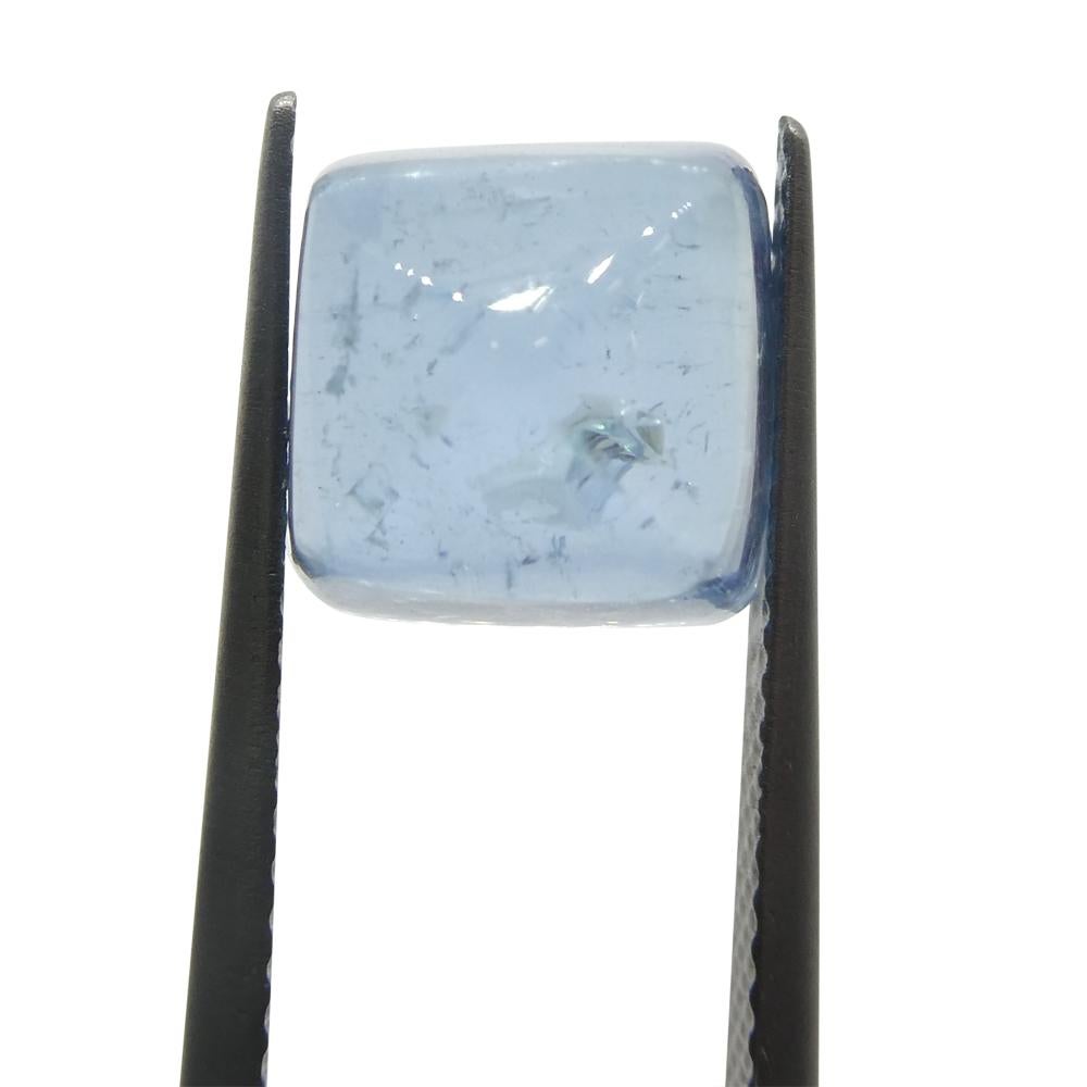 5.84ct Square Sugarloaf Cabochon Blue Aquamarine from Brazil For Sale 7