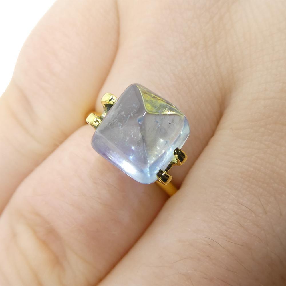 Women's or Men's 5.84ct Square Sugarloaf Cabochon Blue Aquamarine from Brazil For Sale