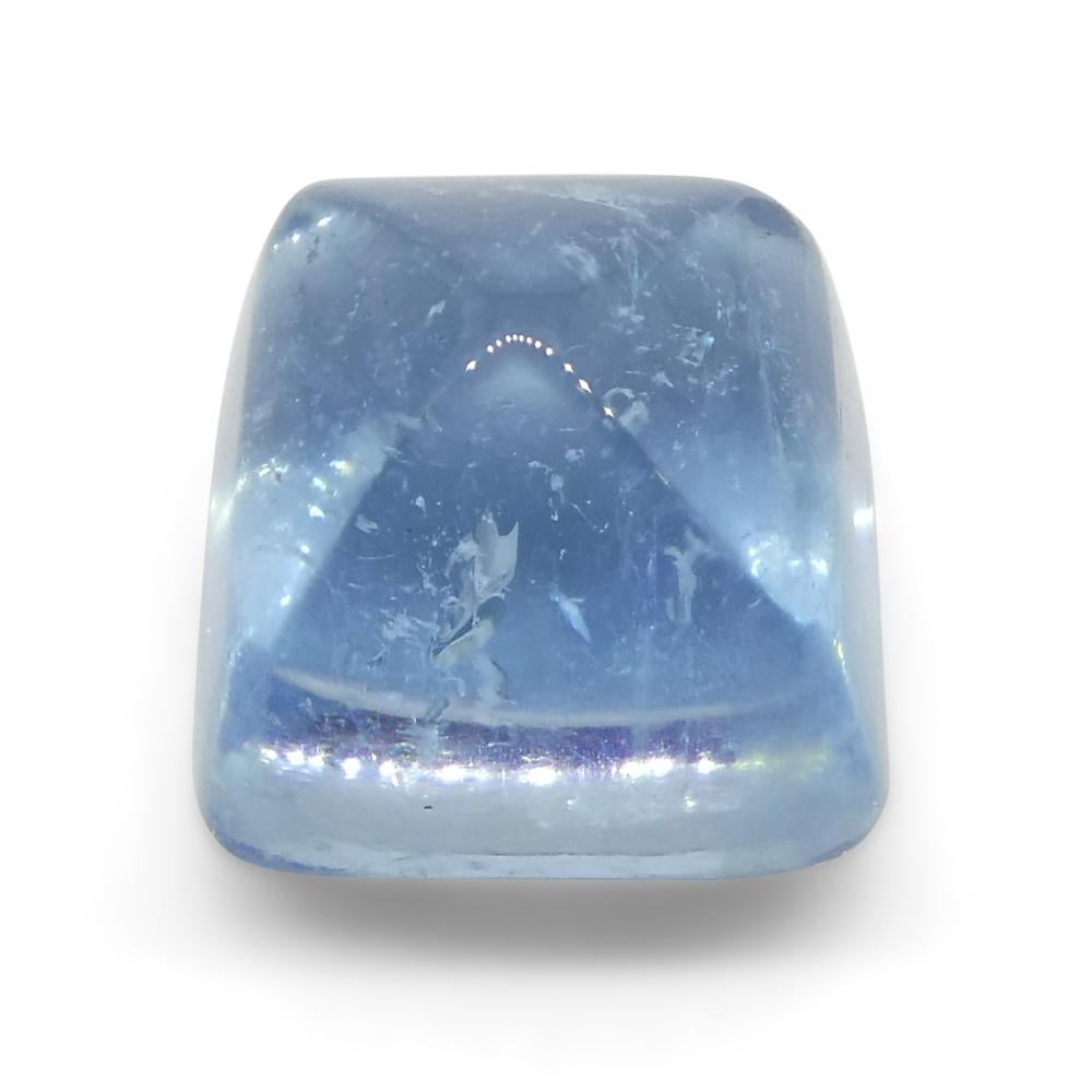 5.84ct Square Sugarloaf Cabochon Blue Aquamarine from Brazil For Sale 1
