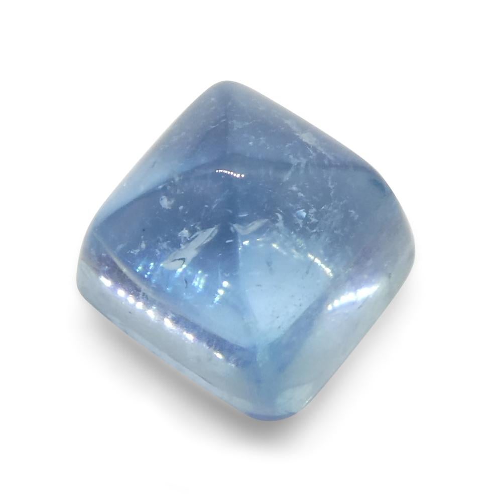 5.84ct Square Sugarloaf Cabochon Blue Aquamarine from Brazil For Sale 2