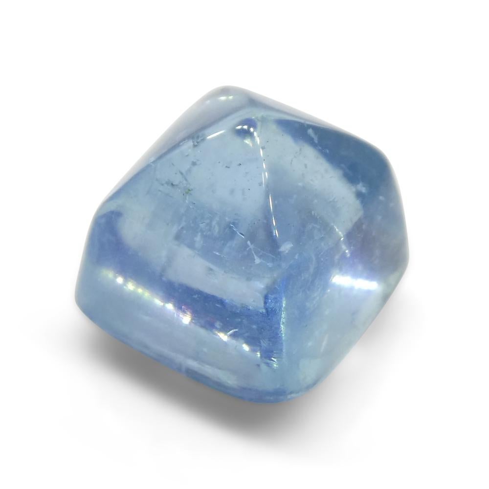 5.84ct Square Sugarloaf Cabochon Blue Aquamarine from Brazil For Sale 4