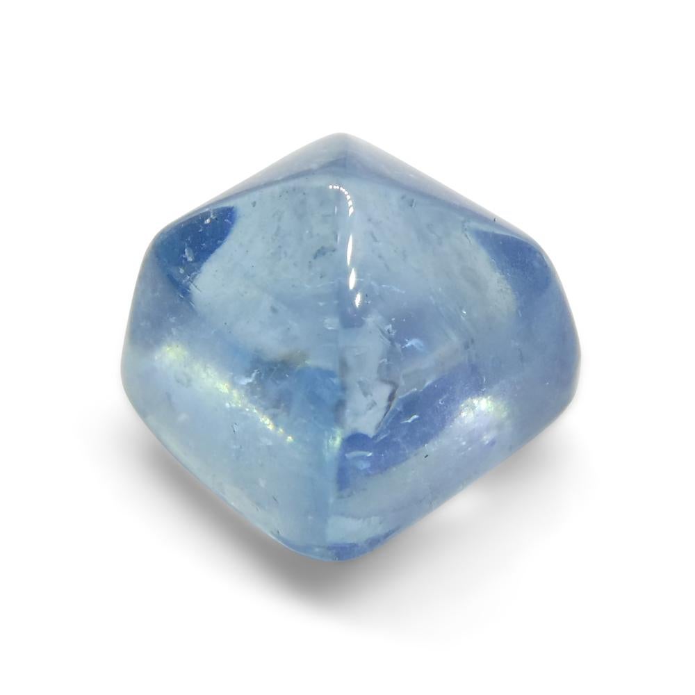 5.84ct Square Sugarloaf Cabochon Blue Aquamarine from Brazil For Sale 5