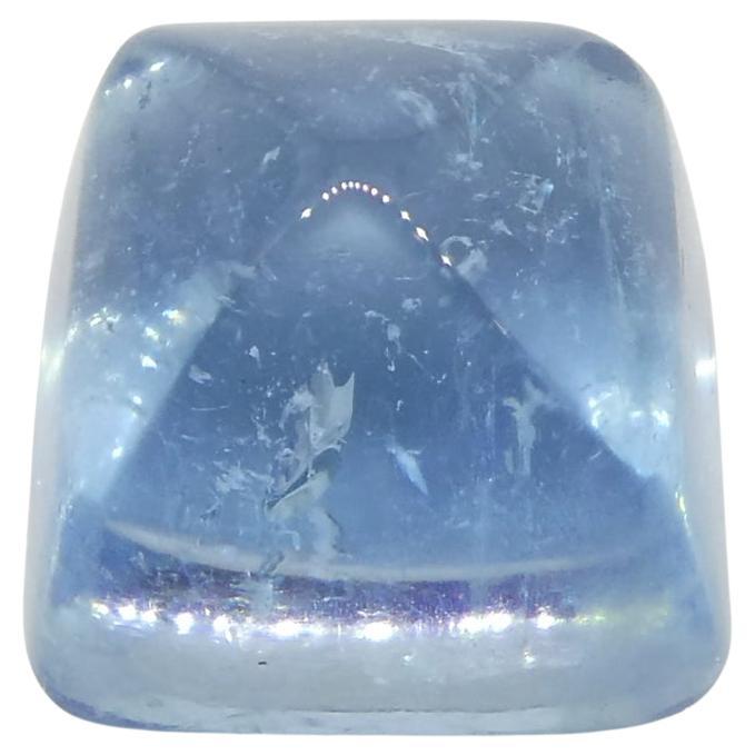 5.84ct Square Sugarloaf Cabochon Blue Aquamarine from Brazil For Sale