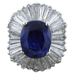 5.85 Carat Burmese Sapphire Diamond Platinum Ring, GIA Certified No-Heat