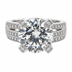 5,85 Karat GIA L I1 runder Diamant, Platinring, Größe S