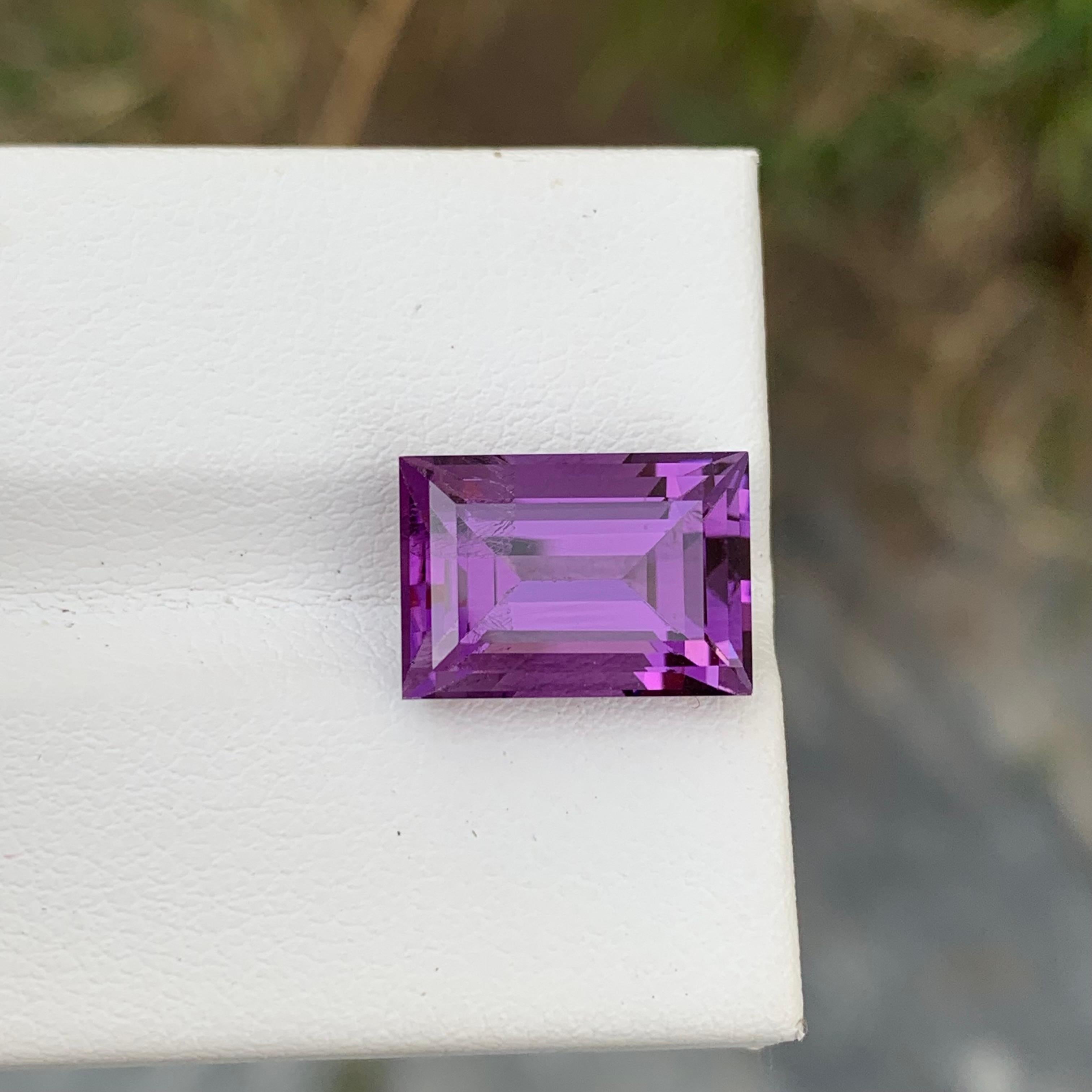 Loose Amethyst
Weight: 5.85 Carats
Dimension: 12.7 x 8.8 x 7.2 Mm
Colour: Purple
Origin: Brazil
Treatment: Non
Certificate: On Demand
Shape: Baguette 

Amethyst, a stunning variety of quartz known for its mesmerizing purple hue, has captivated