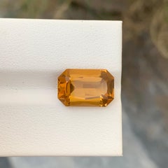 5.85 Carat Natural Loose Citrine Emerald Shape Gem For Jewellery