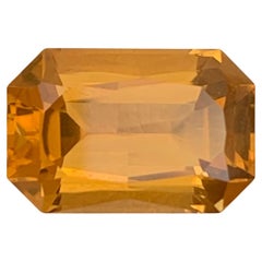 5.85 Carat Natural Loose Citrine Emerald Shape Gem For Jewellery
