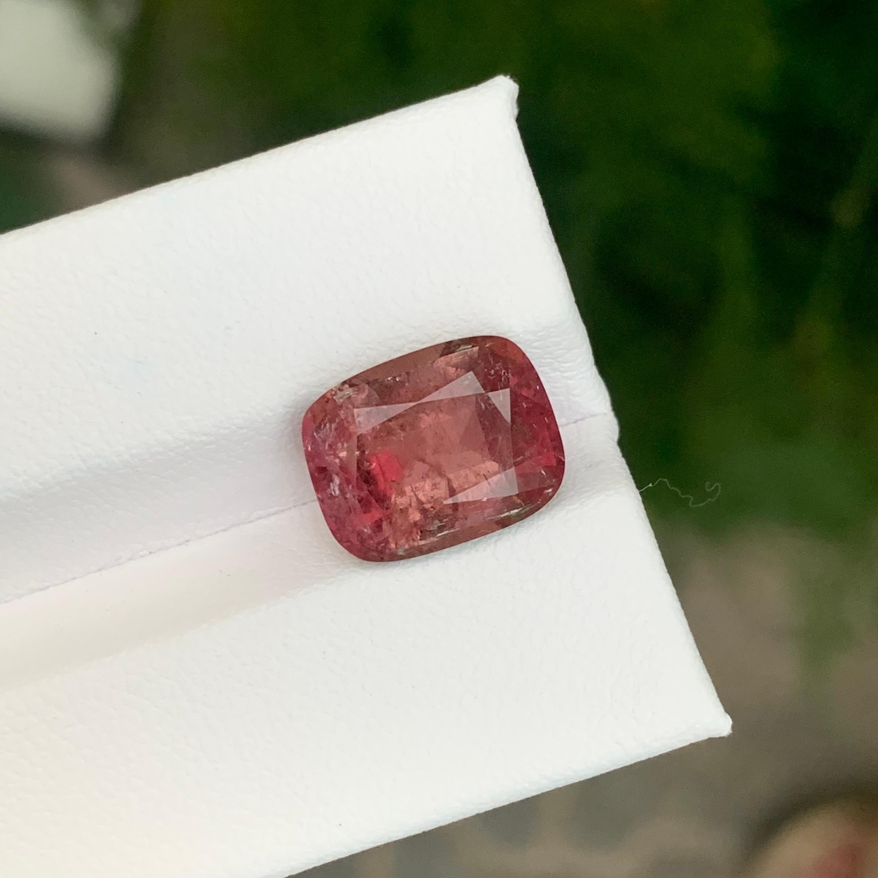 Arts and Crafts 5.85 Carat Natural Loose Pink Tourmaline Cushion Shape Gemstone For Sale