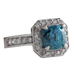 Natural Zircon 14 Karat White Gold Diamond Ring