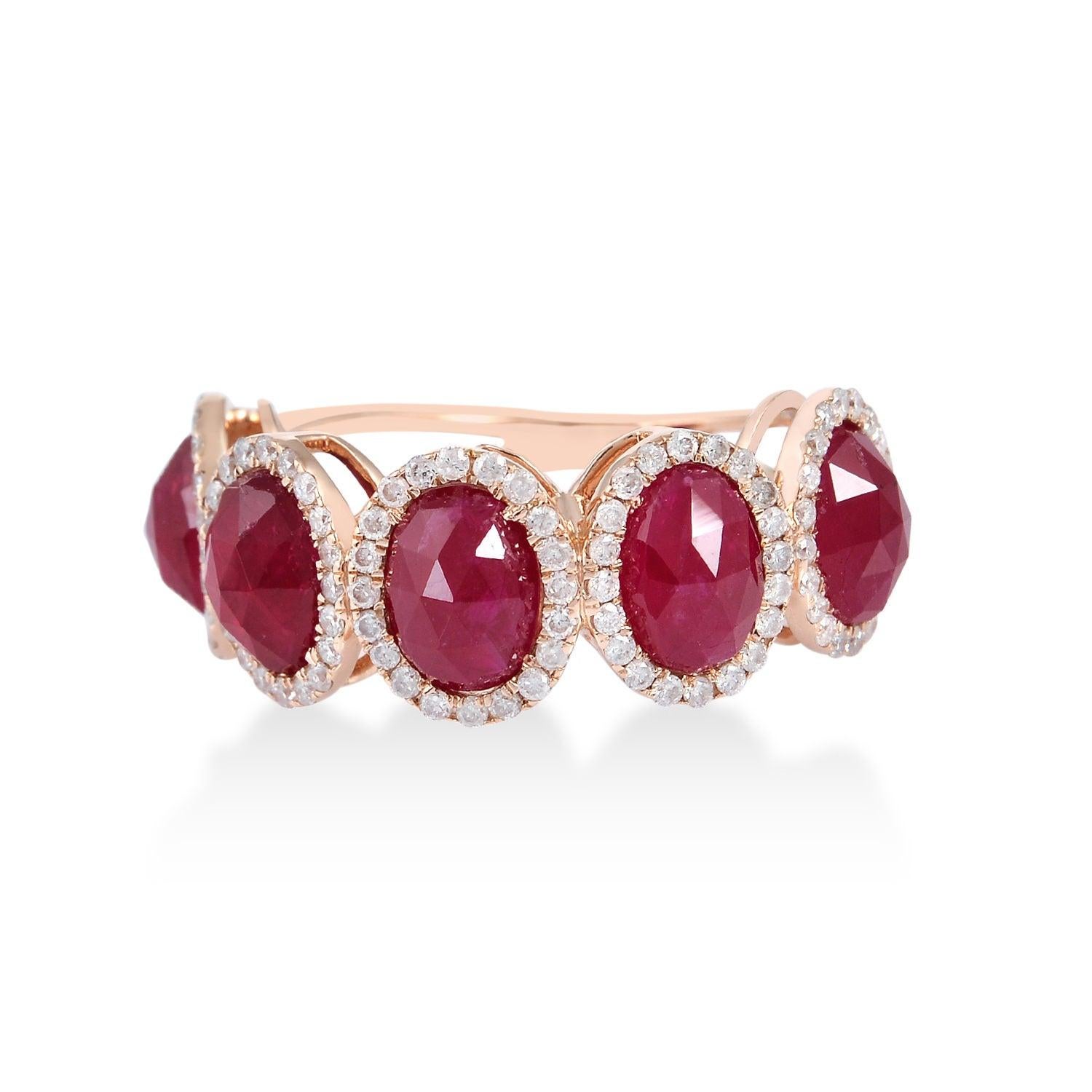 For Sale:  5.85 Carat Ruby Diamond 18 Karat Gold Ring 2