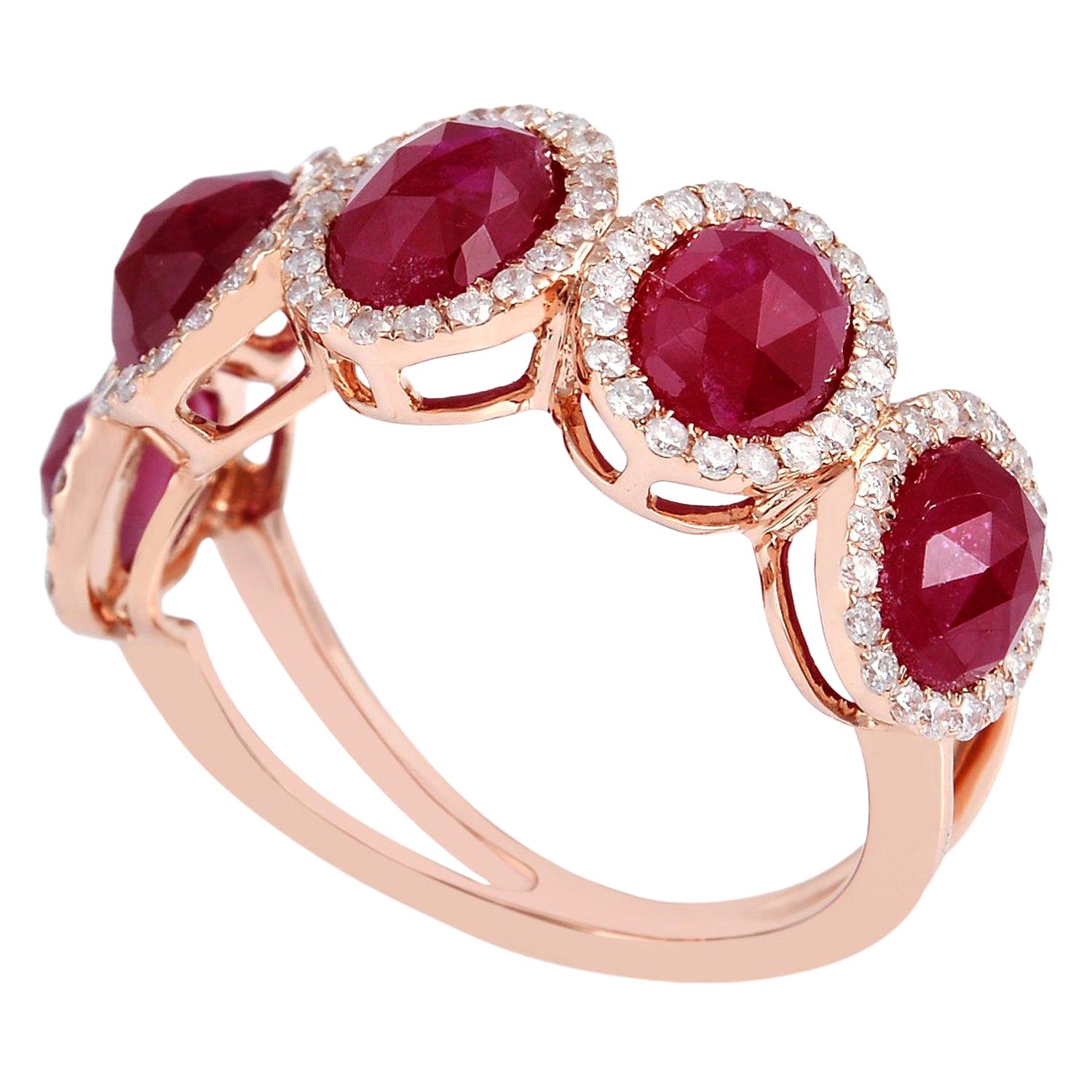 Bague en or 18 carats avec diamants et rubis de 5,85 carats