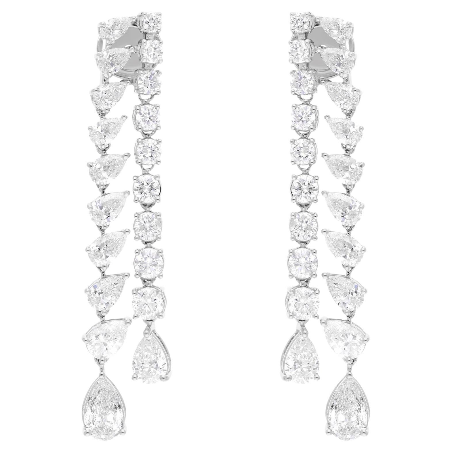 5.85 Carat SI Clarity HI Color Diamond Fine Dangle Earrings 18 Karat White Gold For Sale