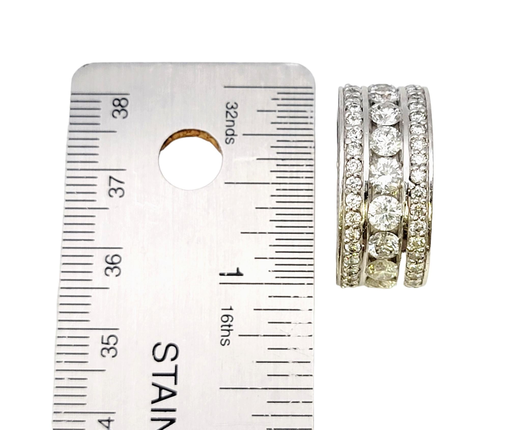 5.85 Carat Total Three Row Round Brilliant Diamond White Gold Eternity Band Ring For Sale 8