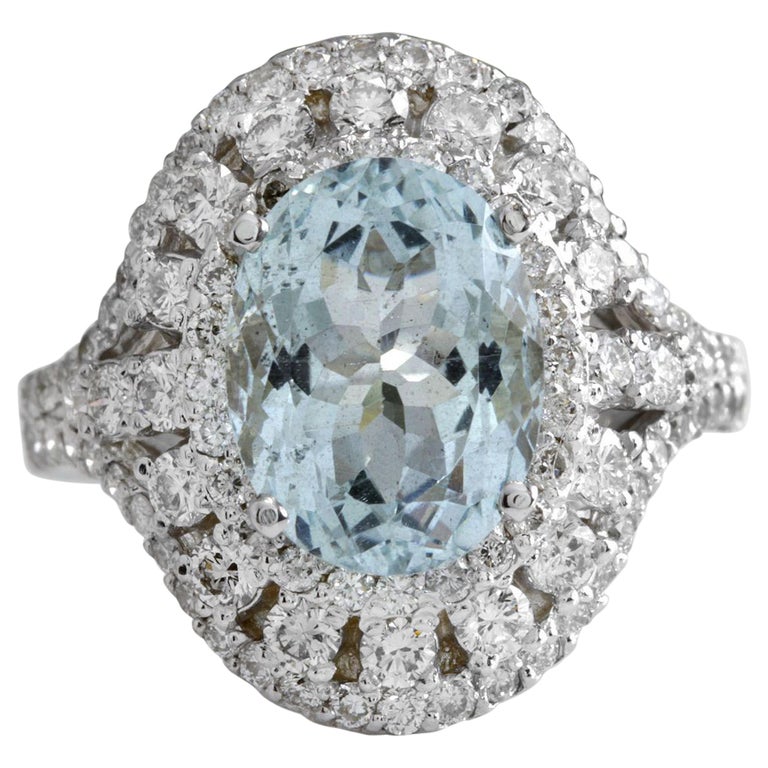 Bague De Fiançailles Or Blanc 14k Avec Diamant Simulé Ovale - Taille 6.5 - Ajustable - Marque Bansi