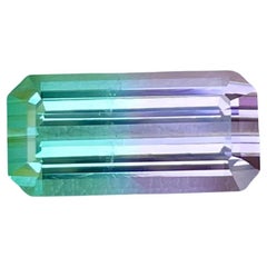  5.85 Carats Perfect Bicolor Loose Tourmaline Stone Emerald Cut Afghani Gemstone