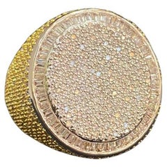 5.85 Carats Round - Baguettes Diamonds 14K Gold Men’s Ring