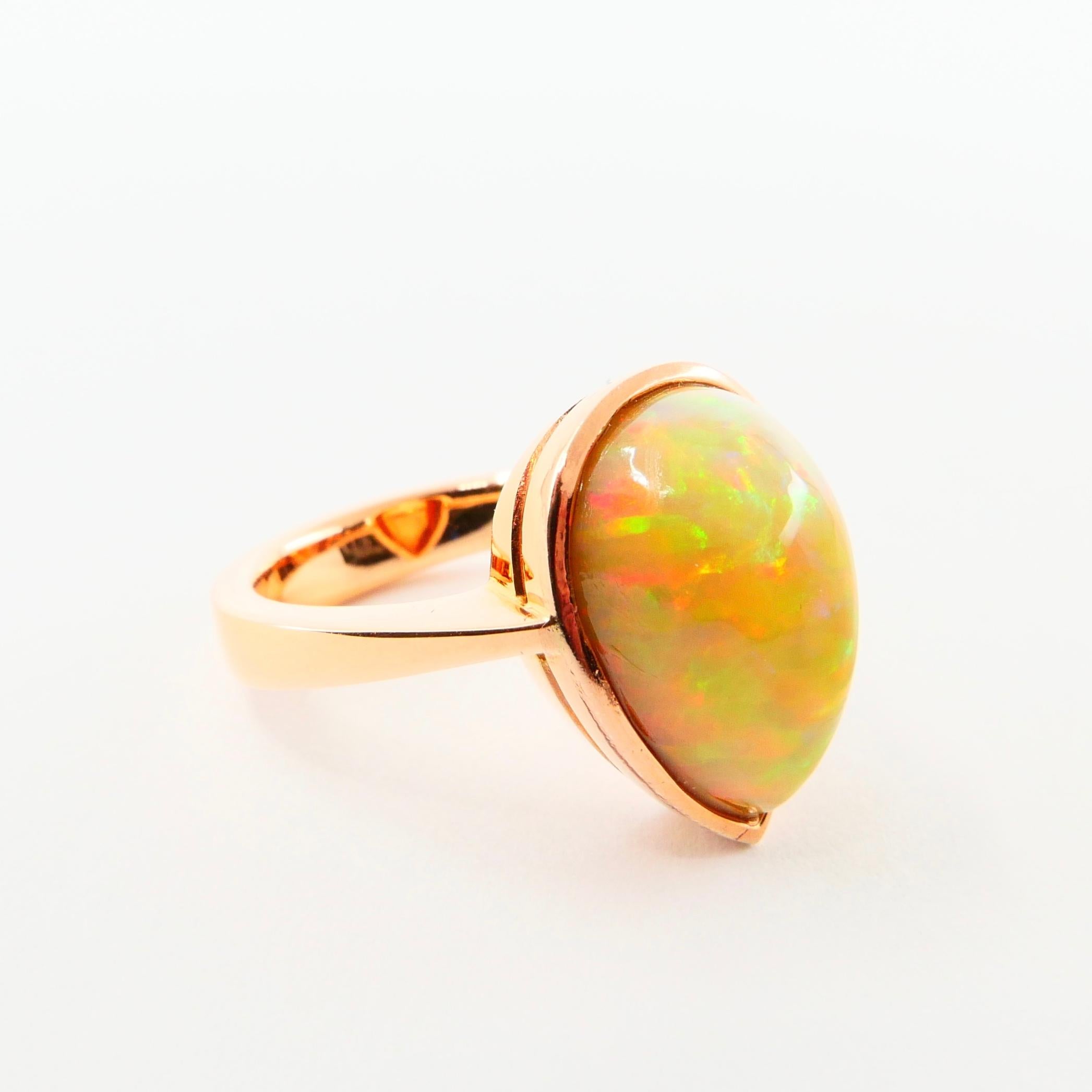 5.85 Carat Opal Ring Set in 18 Karat Gold Colorful Red, Green, Orange and Yellow 5