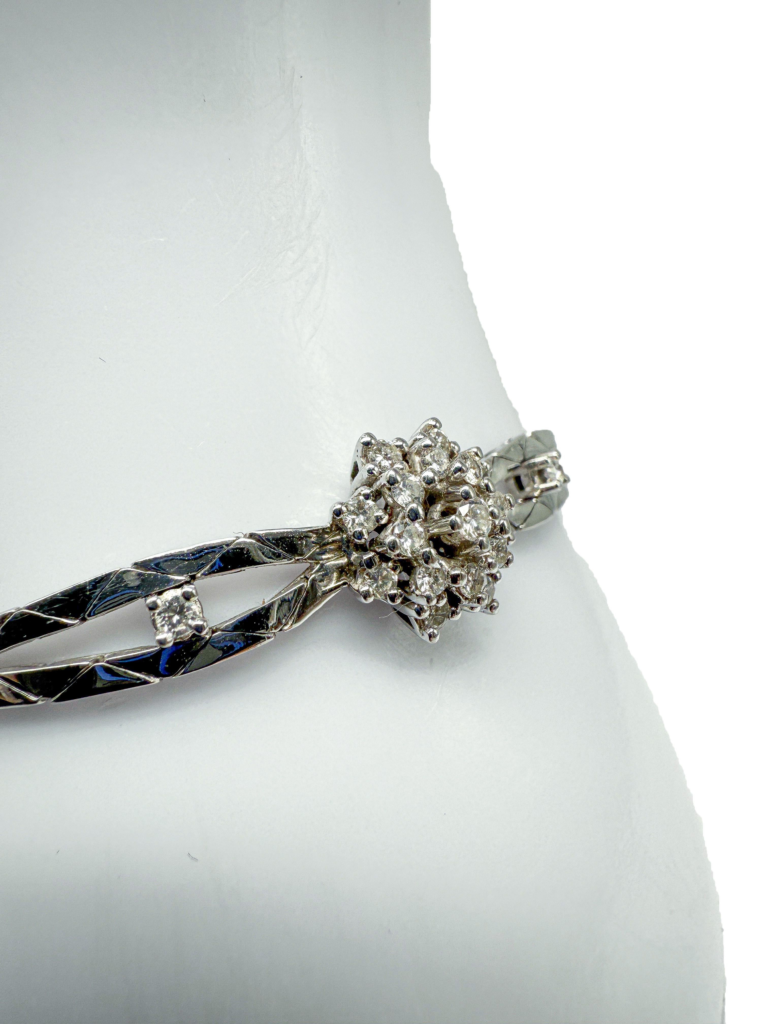 Modern 585 white gold; bracelet with diamonds For Sale