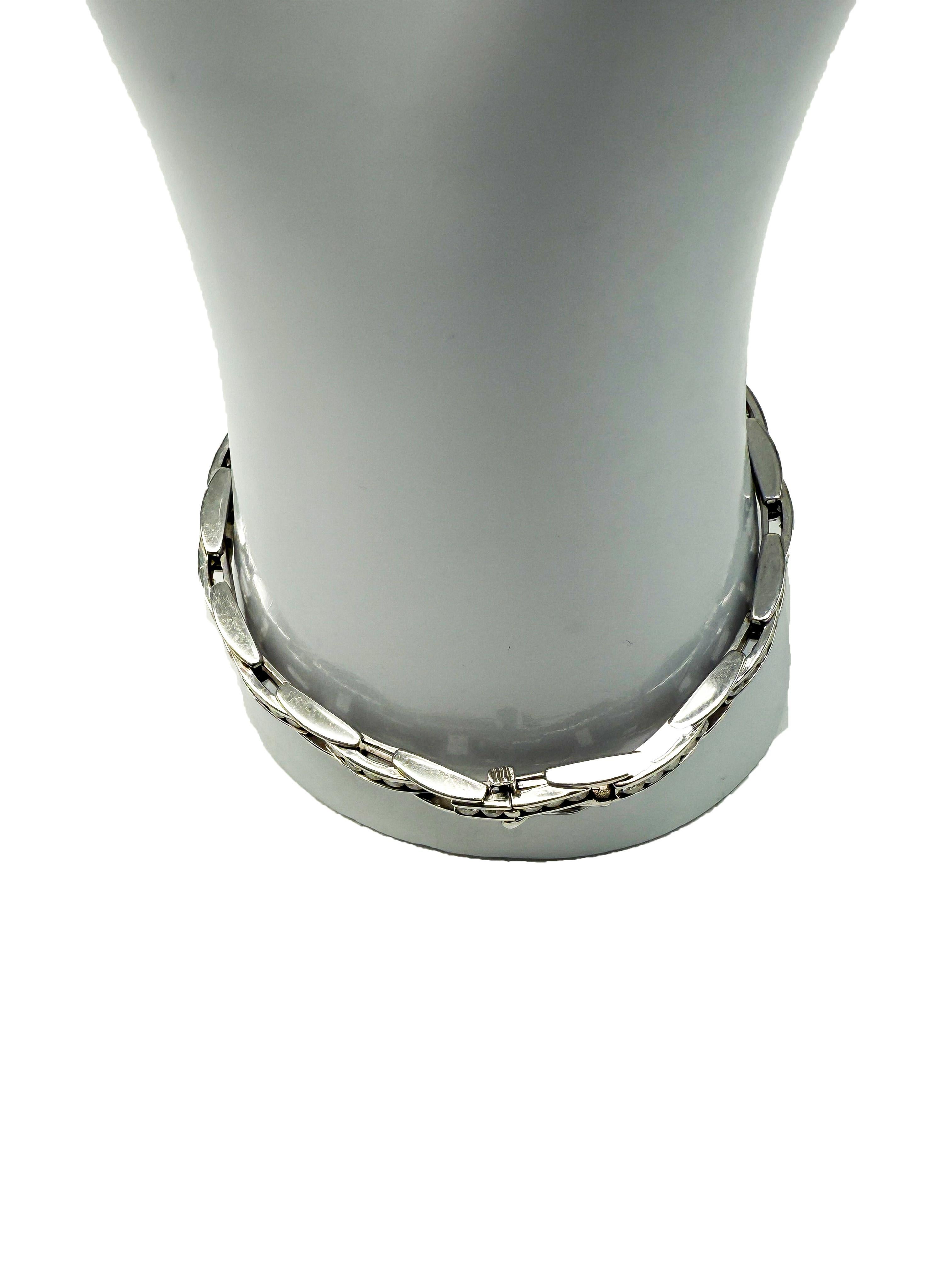 585 pulsera de oro blanco con diamantes Moderno en venta