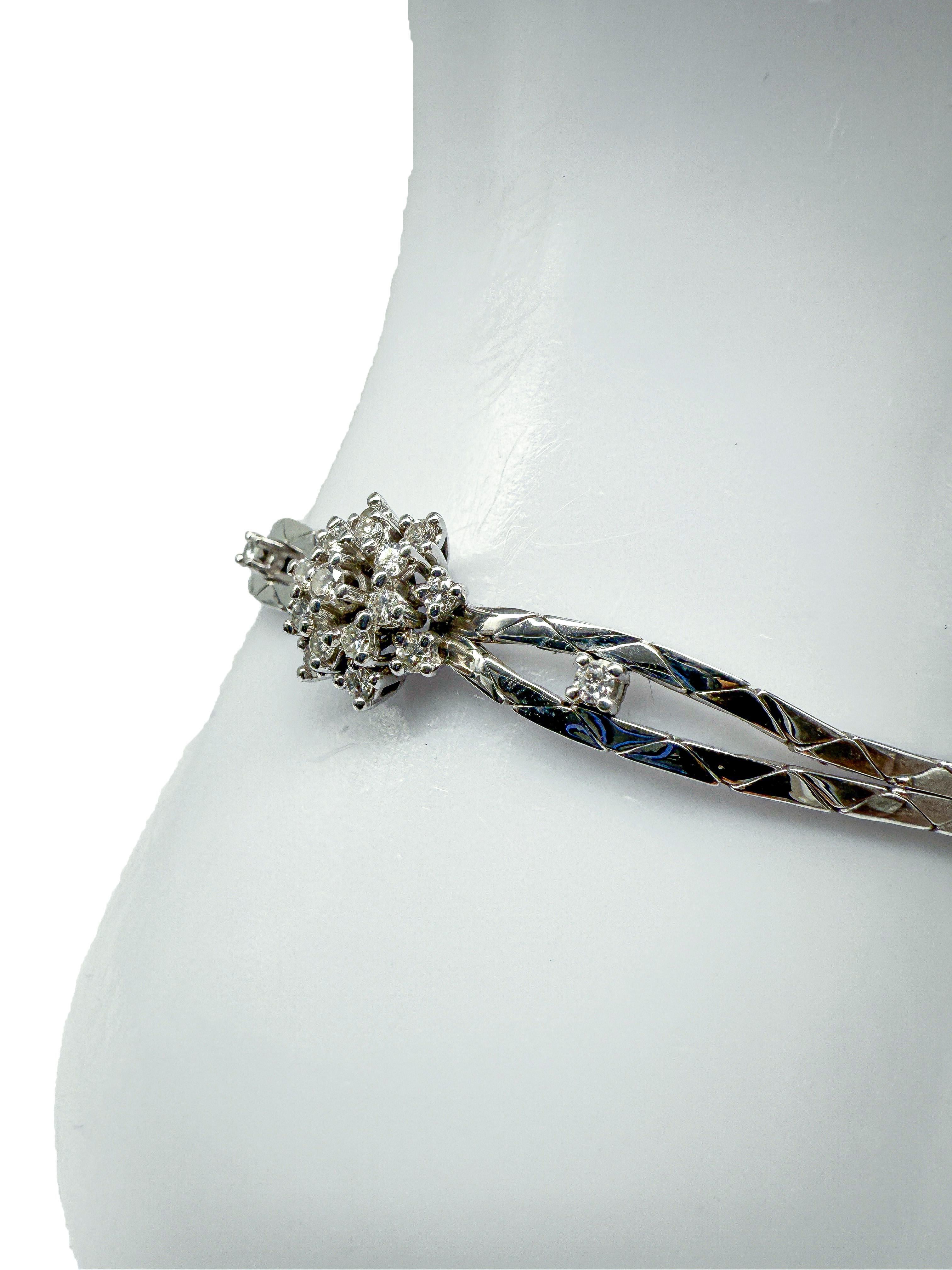 Brilliant Cut 585 white gold; bracelet with diamonds For Sale