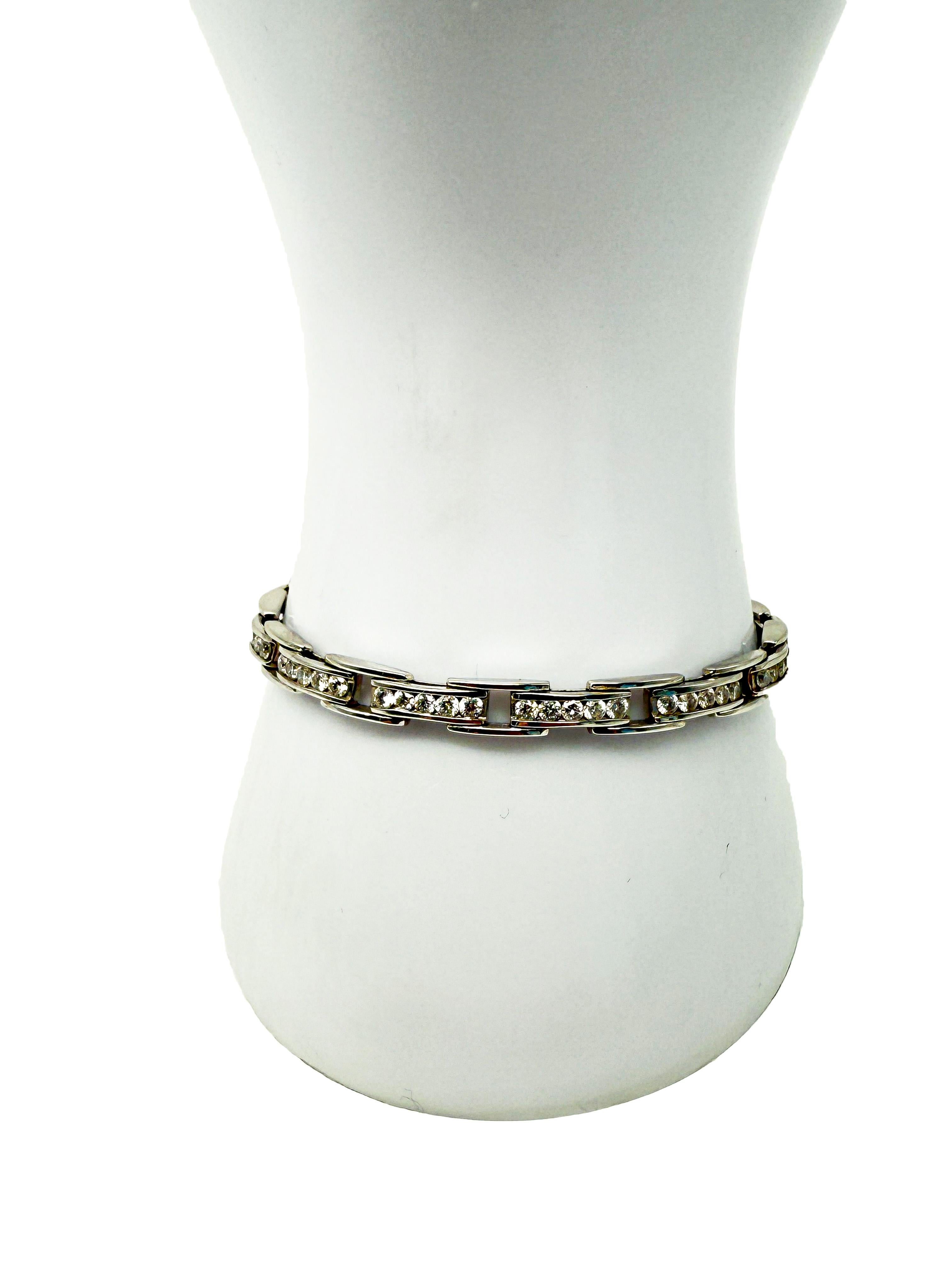 585 pulsera de oro blanco con diamantes Corte brillante en venta