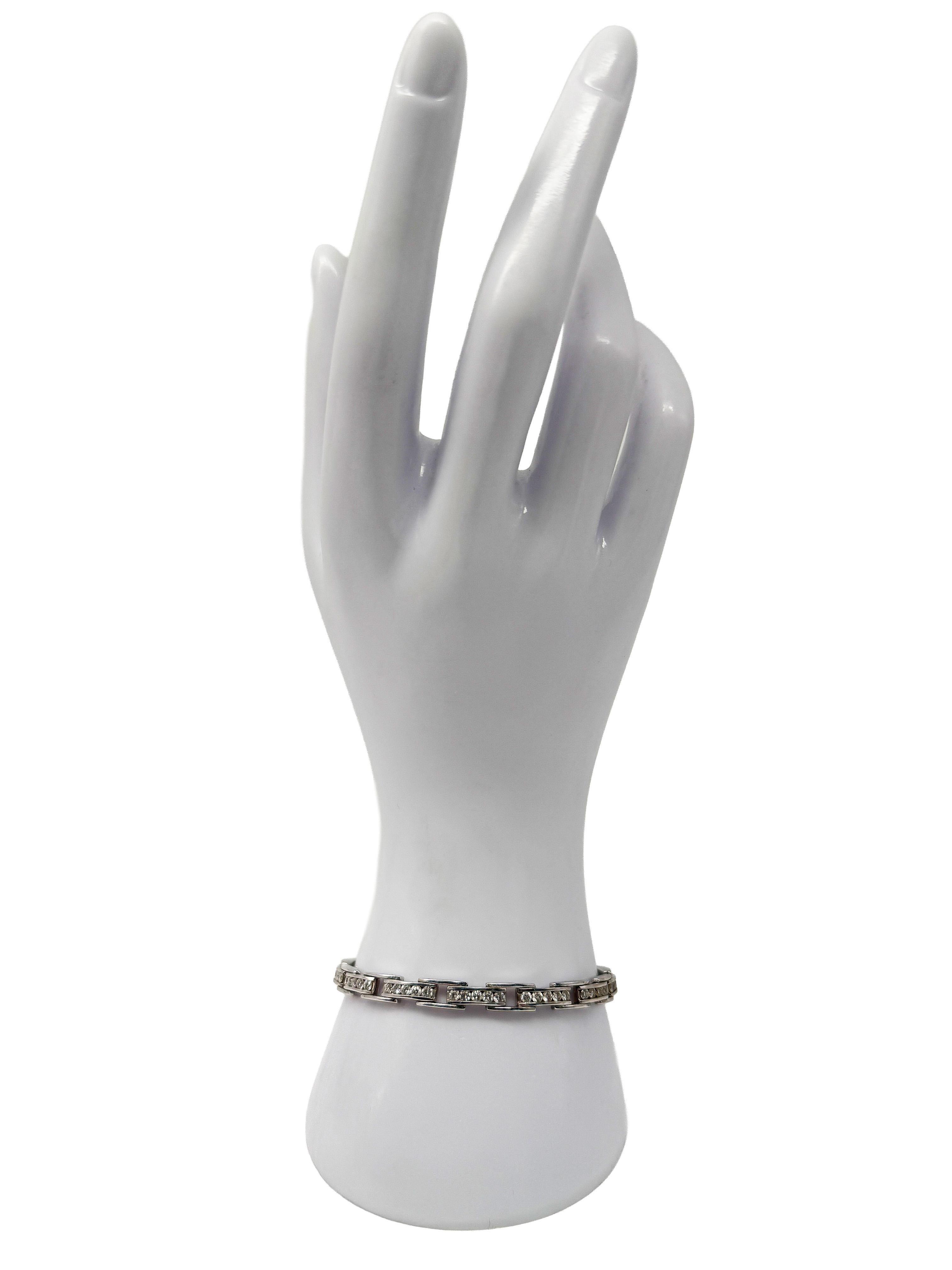 585 pulsera de oro blanco con diamantes en venta 2