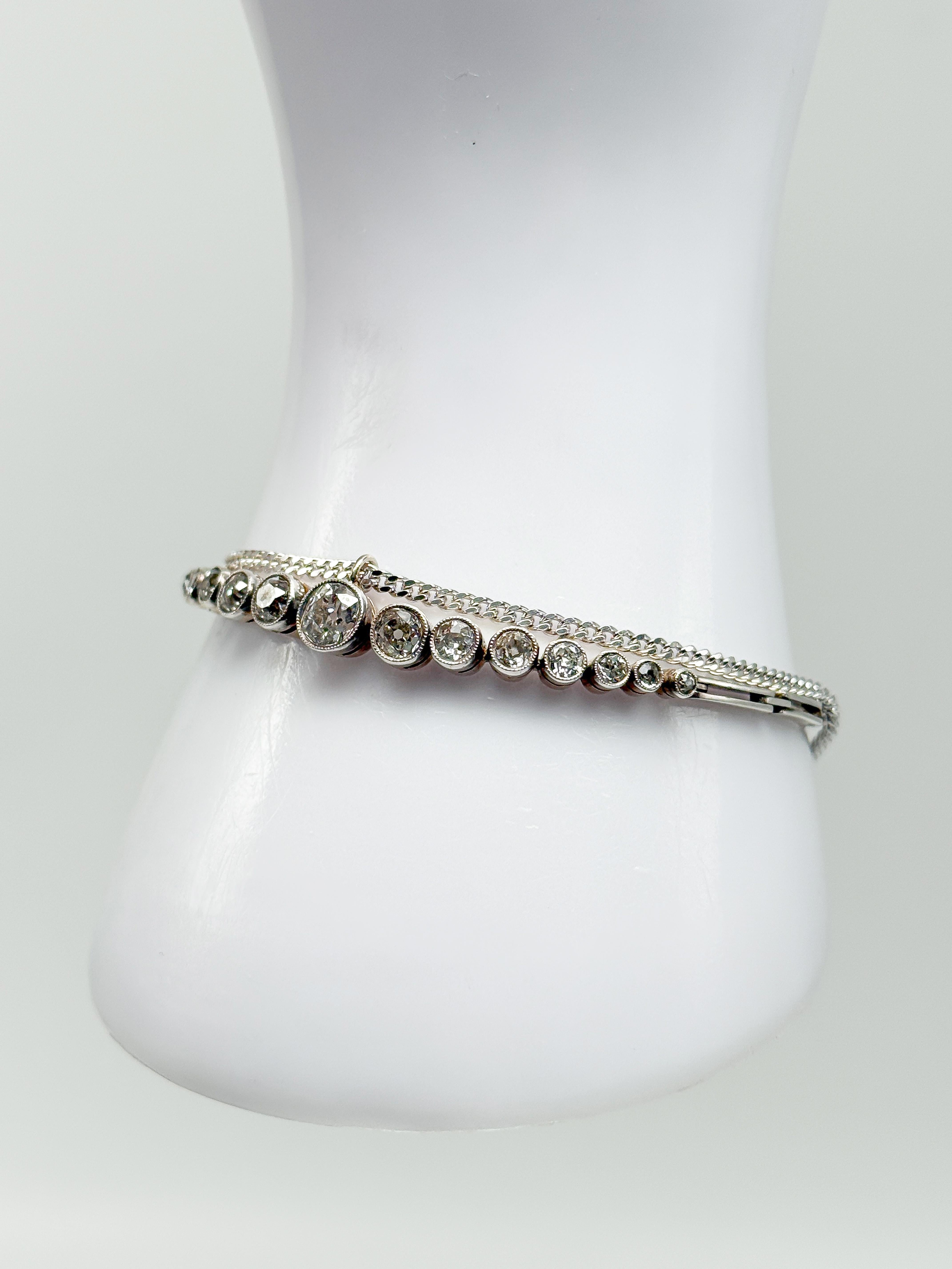 585 Broche en or blanc avec diamants, Art déco, certifié Unisexe en vente