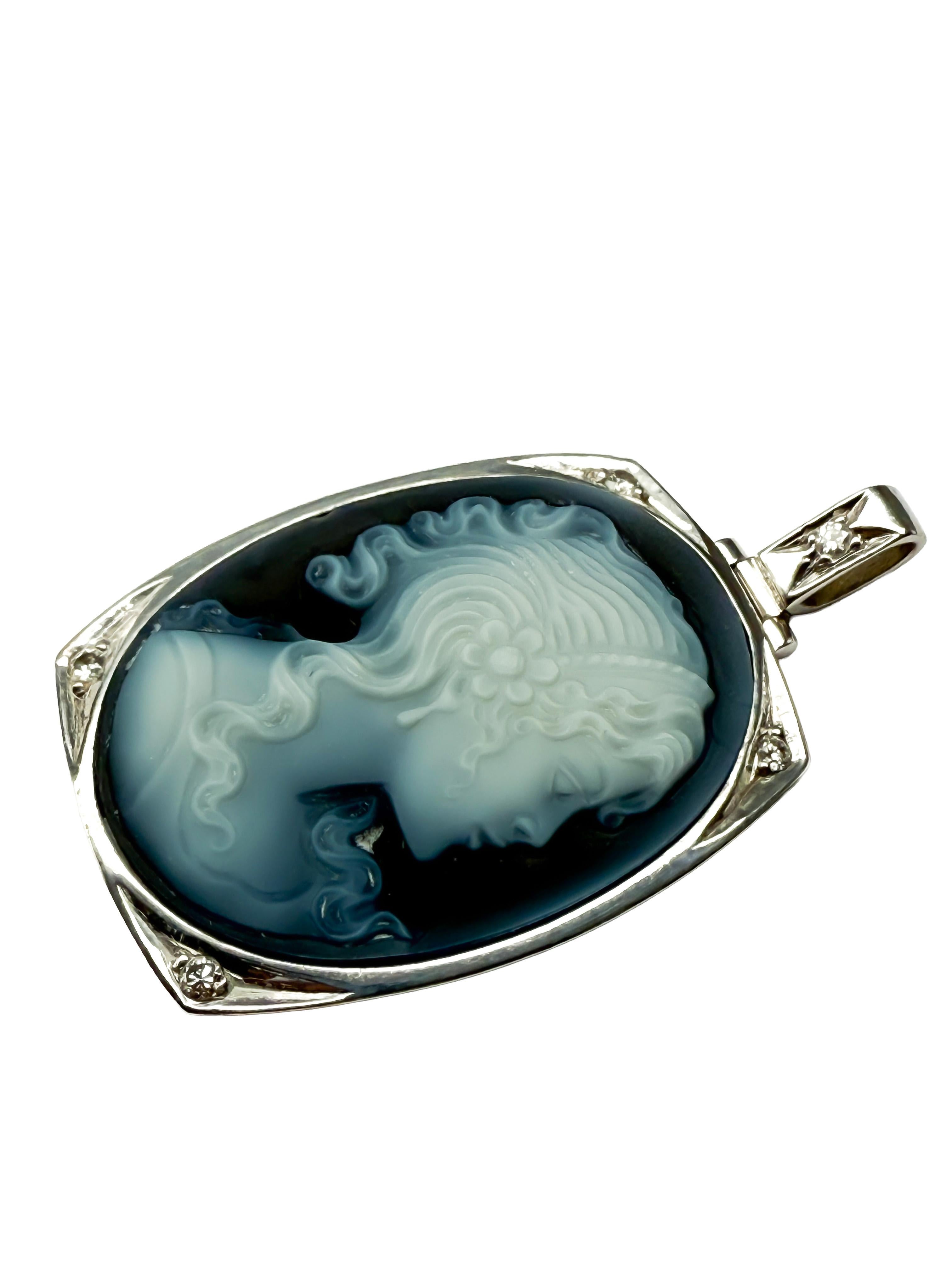 da uomo o donna Ciondolo cammeo in oro bianco 585 in vendita