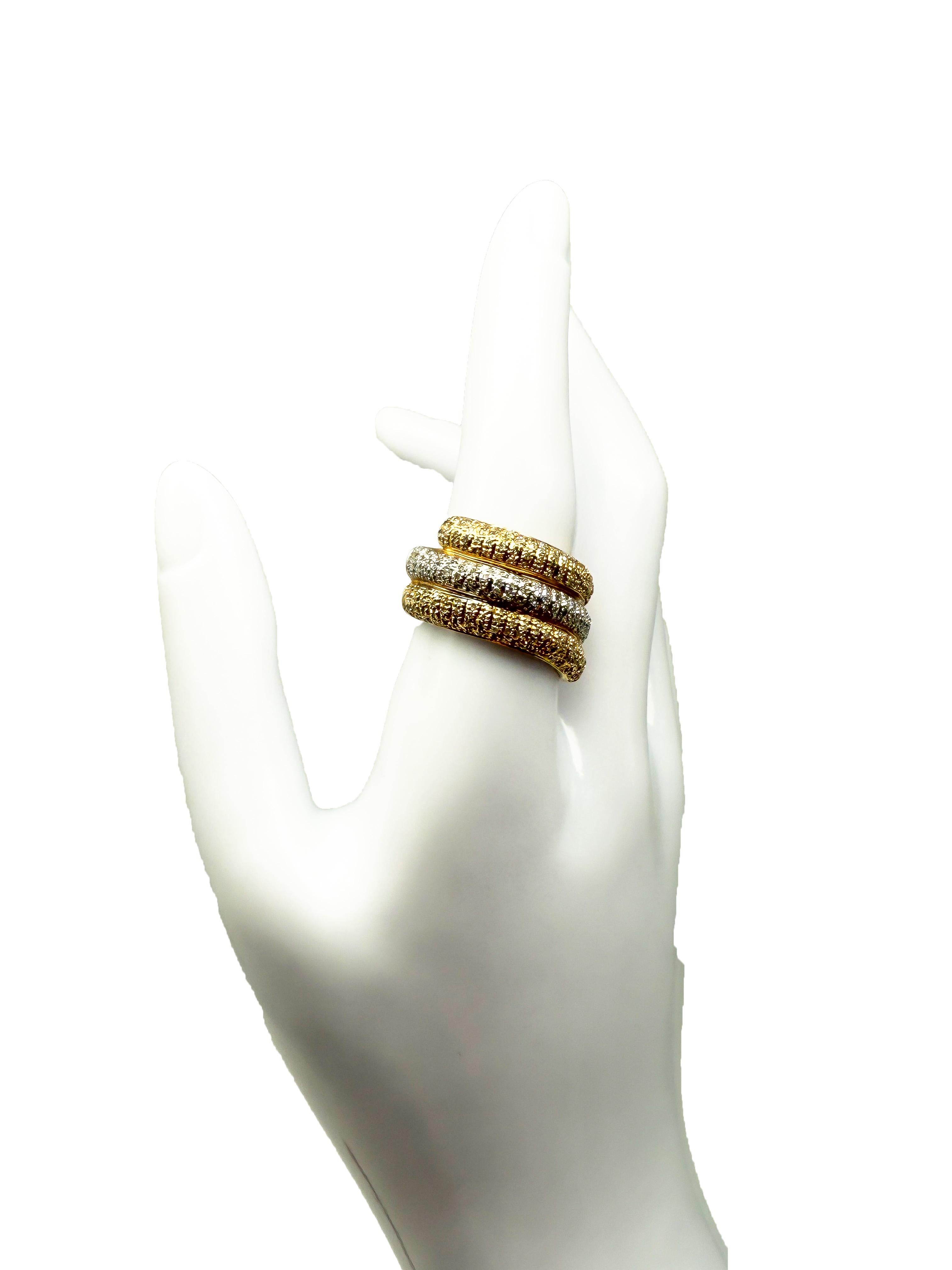585 Yellow and White Gold Ring with Diamonds For Sale 1