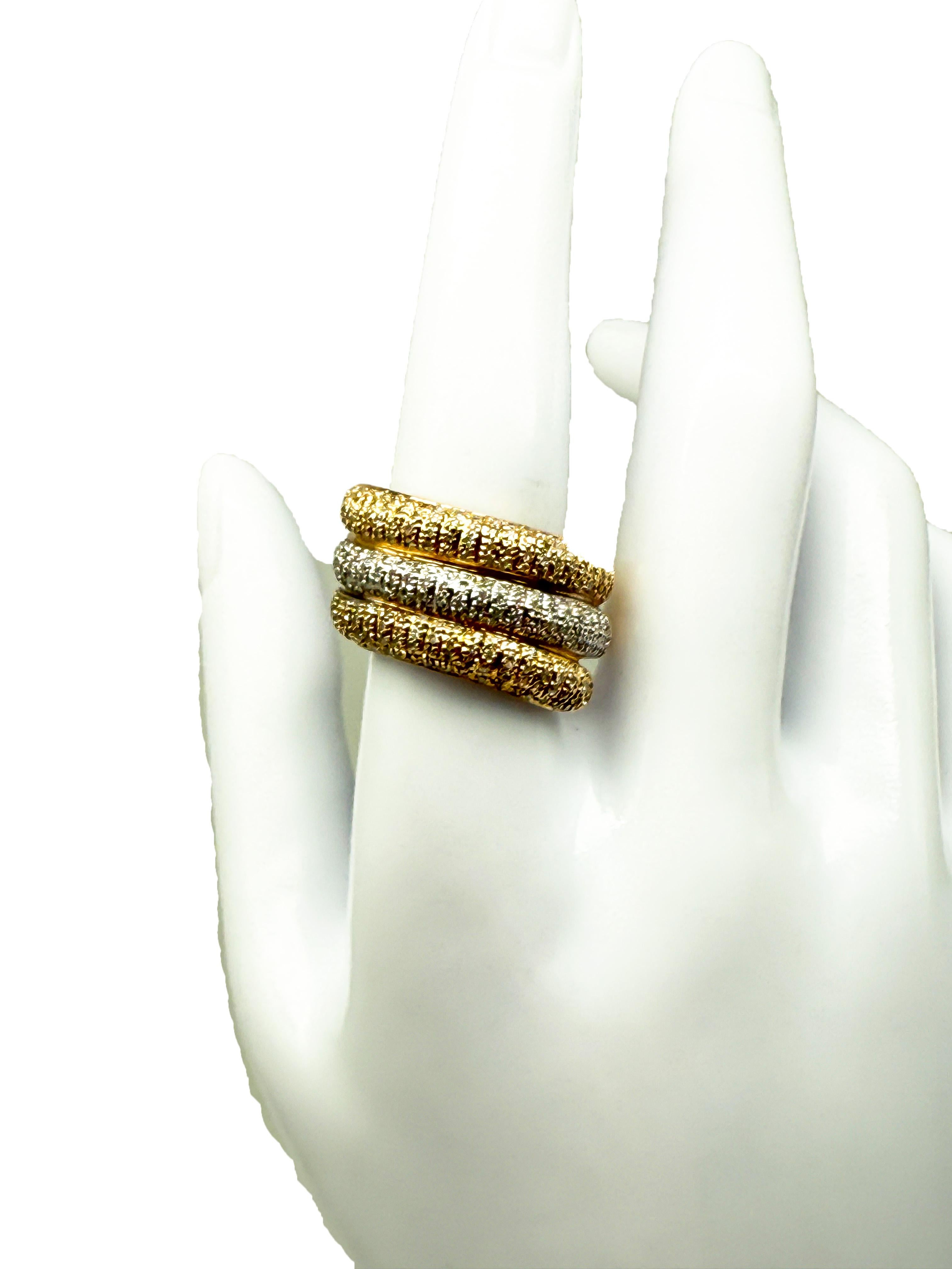 585 Yellow and White Gold Ring with Diamonds For Sale 2