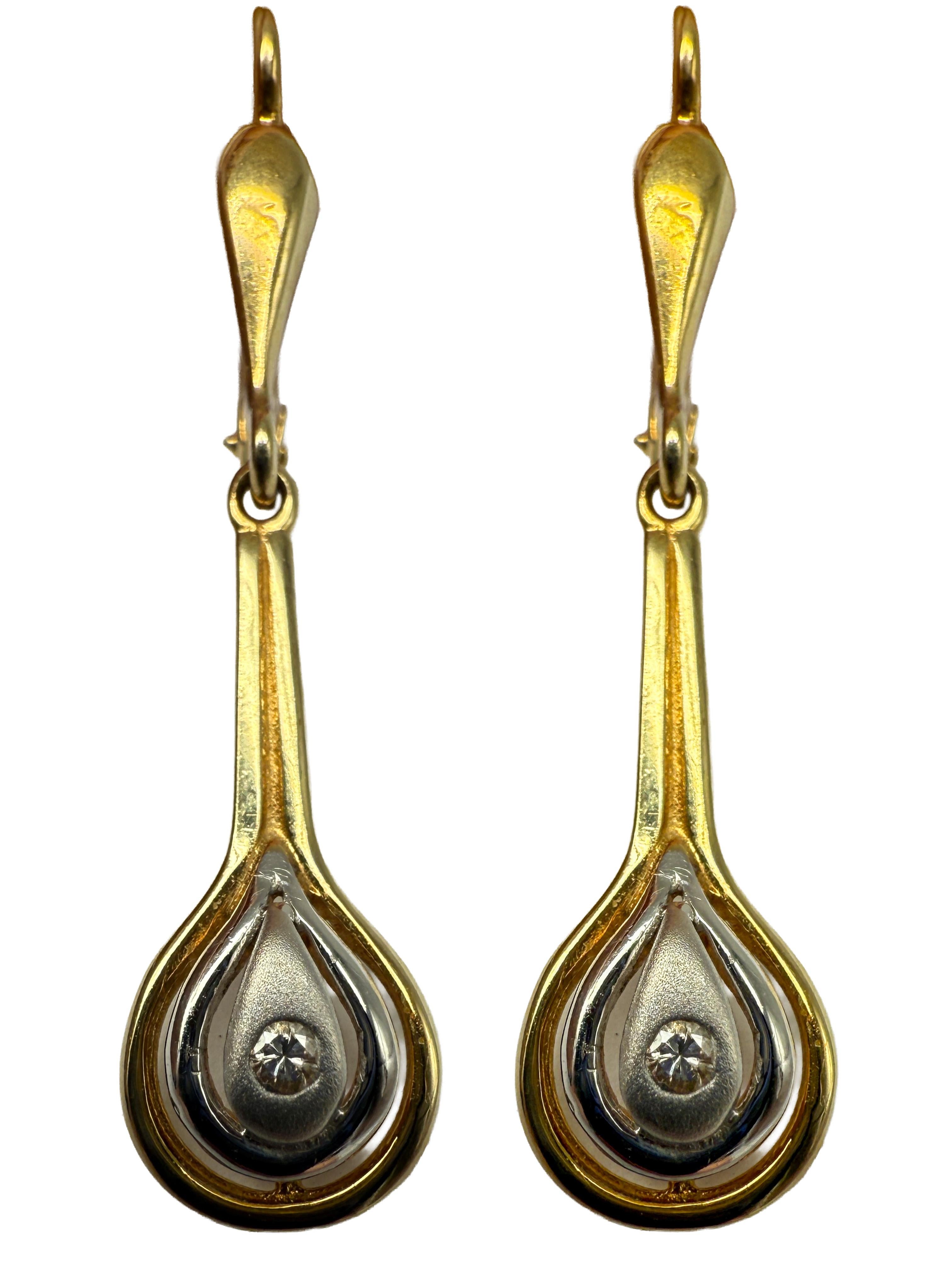585 pendientes de oro amarillo con diamantes en Bueno estado para la venta en Berlin, DE